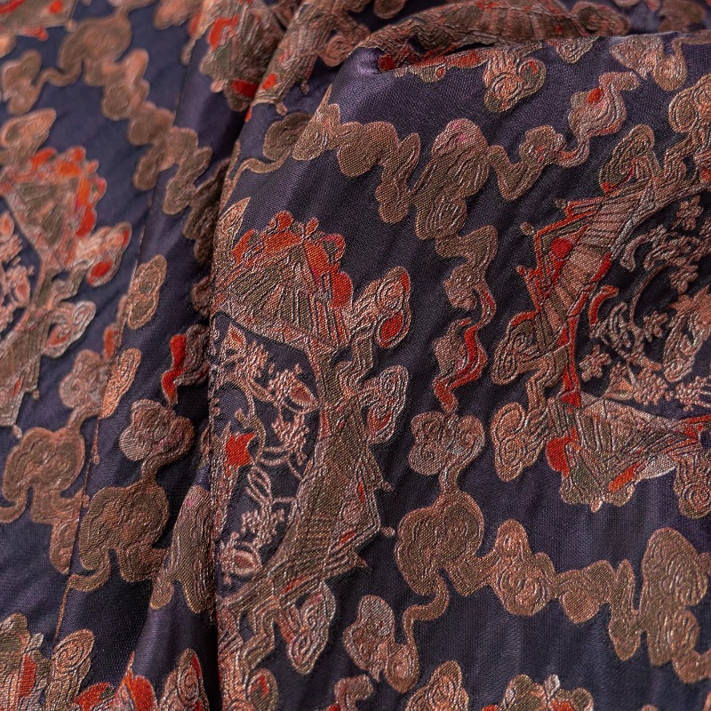 Sewing Fabric - 紫赤色のレーヨン花柄ジャカードルレックス生地新しい中国風のシャツドレス袍ベスト漢服 DIY 縫製アクセサリー