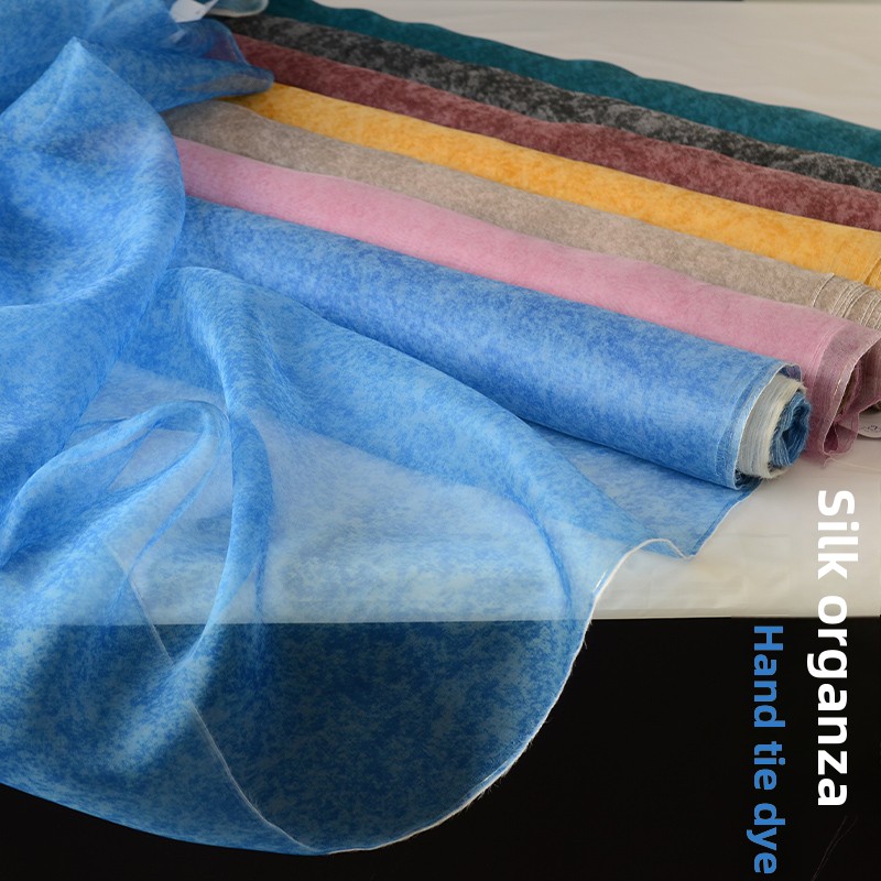 Sewing Tie Dye - タイダイシルクオーガンザ生地 DIY縫製用 手作りスモックドレス衣類 ファッションデザイナー生地素材 メートル単位販売
