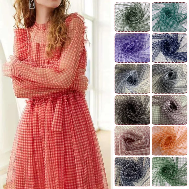 Sewing Batik Fabric - 90 × 150 センチメートルチェックメッシュ生地透明ドレス衣類手作り子供のプリンセスドレス人形スカート Diy 縫製クラフト材料