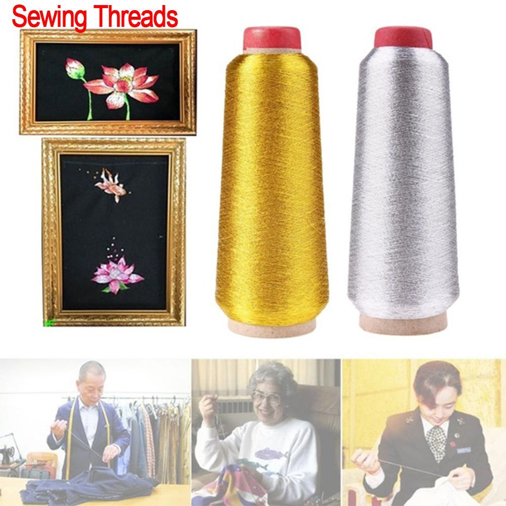 Sewing Thread In Textile - コンピュータークロスステッチ刺繍糸,金属糸,手織り,ゴールドとシルバー,縫製糸,3000m