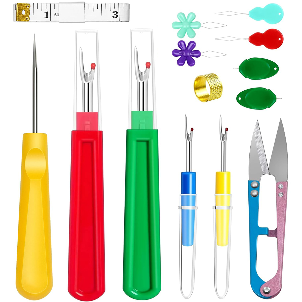 Seam Ripper Tool - プロフェッショナルシームリッパーキット 糸切り針糸通し器付き 巻尺テーラー千枚通し 刺繍キルティングDIYクラフト用
