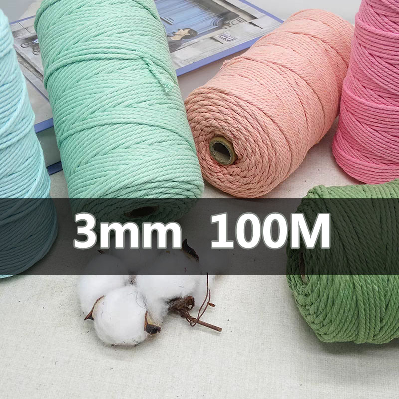 Sewing Thread In Textile - 3 ミリメートル 100 メートルマクラメコードロープ綿麻ひも糸ストリング工芸 DIY 縫製手作り壁掛けボヘミアウェディングパーティー家の装飾
