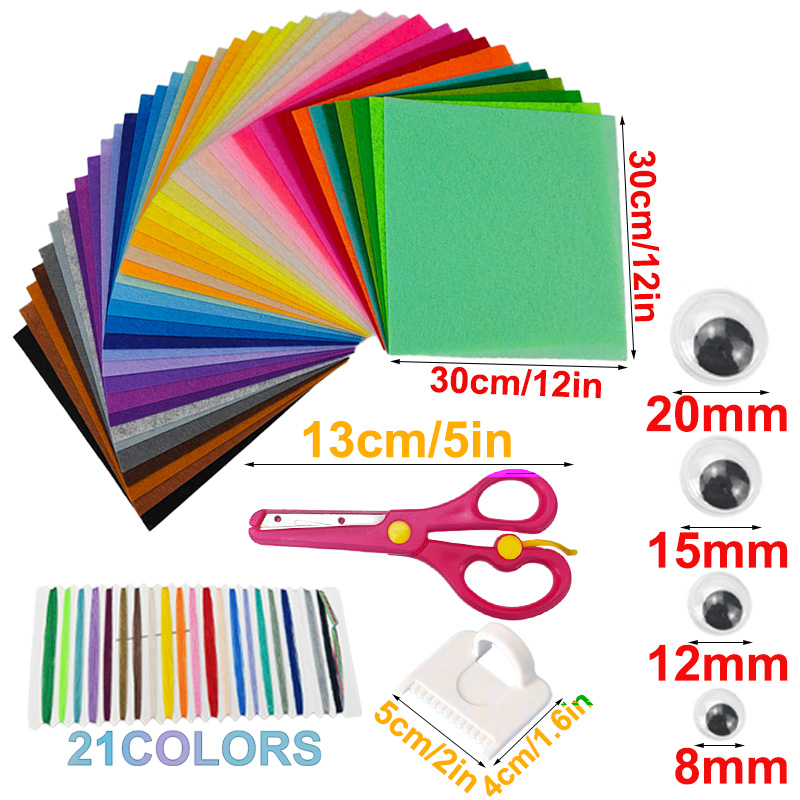 DIY材料縫製キット51セット、30X30CMの正方形不織布 - Sewing Thread In Textile のレビューと価格