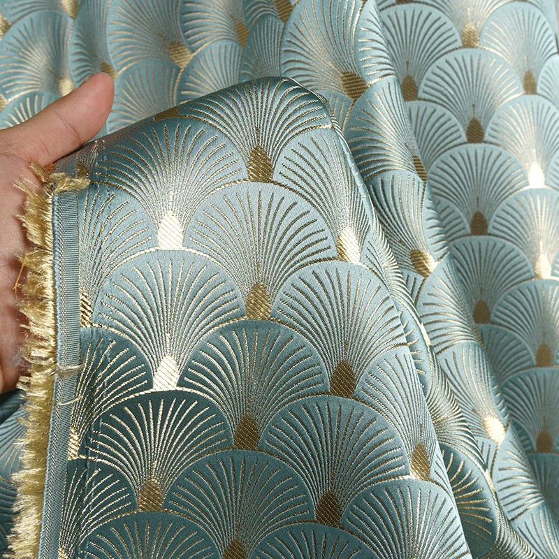 イチョウの葉扇形ジャカードブロケード生地光沢のあるゴールド光 - Sewing Fabric のレビューと価格