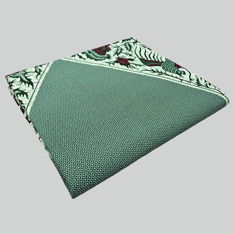 6ヤードロングプリントグレーグリーンコットンアフリカンスタイ - Sewing Batik Fabric のレビューと価格