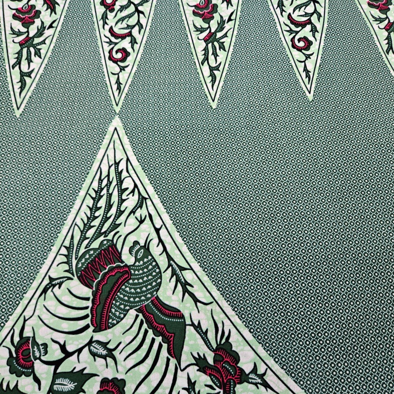 6ヤードロングプリントグレーグリーンコットンアフリカンスタイ - Sewing Batik Fabric のレビューと価格