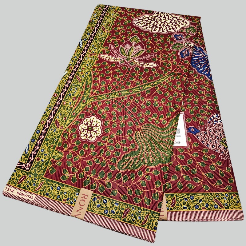 46 インチ * 6 ヤード緑の葉プリント赤アフリカ綿バティ - Sewing Batik Fabric のレビューと価格