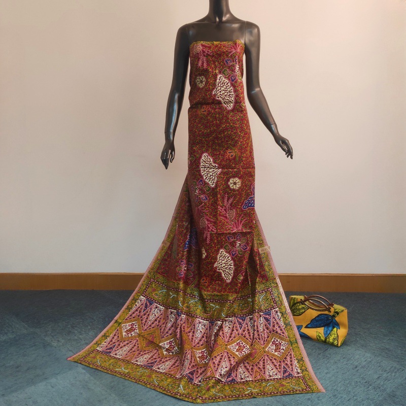 46 インチ * 6 ヤード緑の葉プリント赤アフリカ綿バティ - Sewing Batik Fabric のレビューと価格