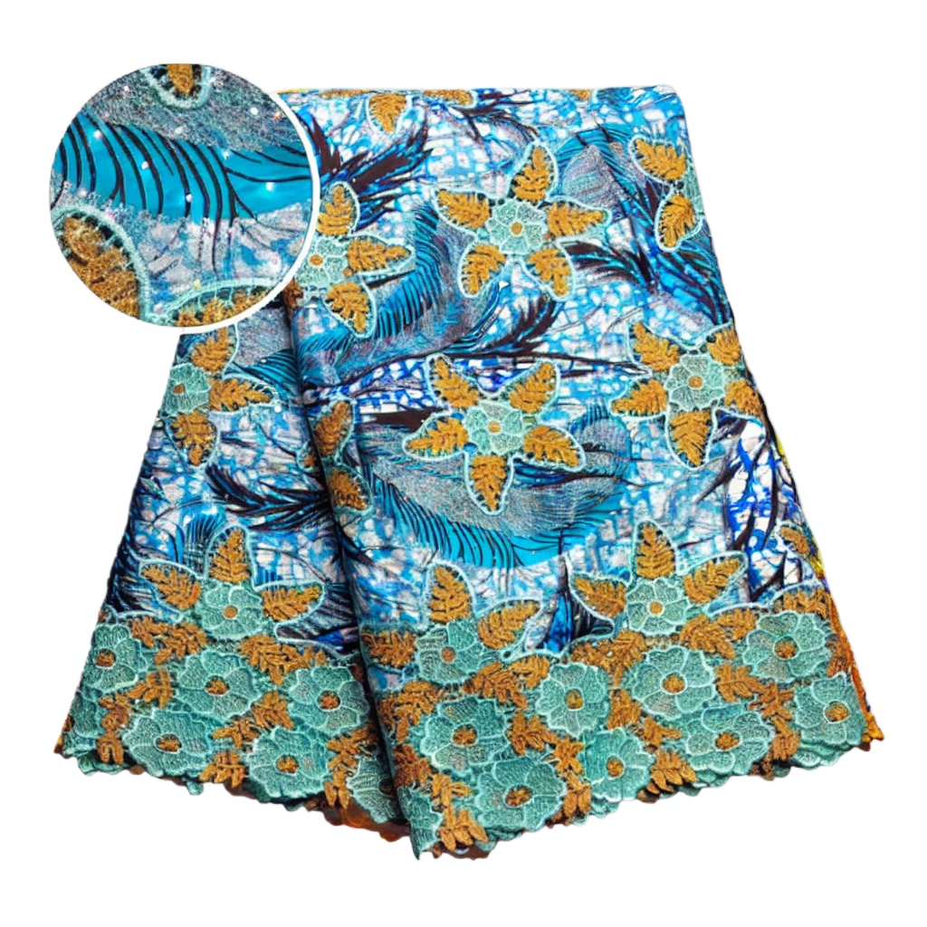 100%コットンアフリカングリッターワックスレース生地 5ヤ - Sewing Batik Fabric のレビューと価格