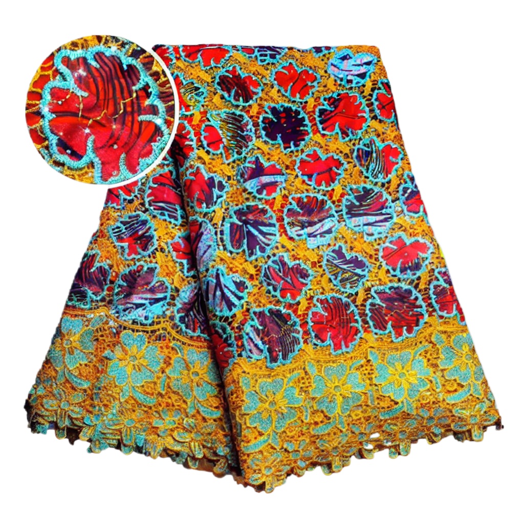 100%コットンアフリカングリッターワックスレース生地 5ヤ - Sewing Batik Fabric のレビューと価格