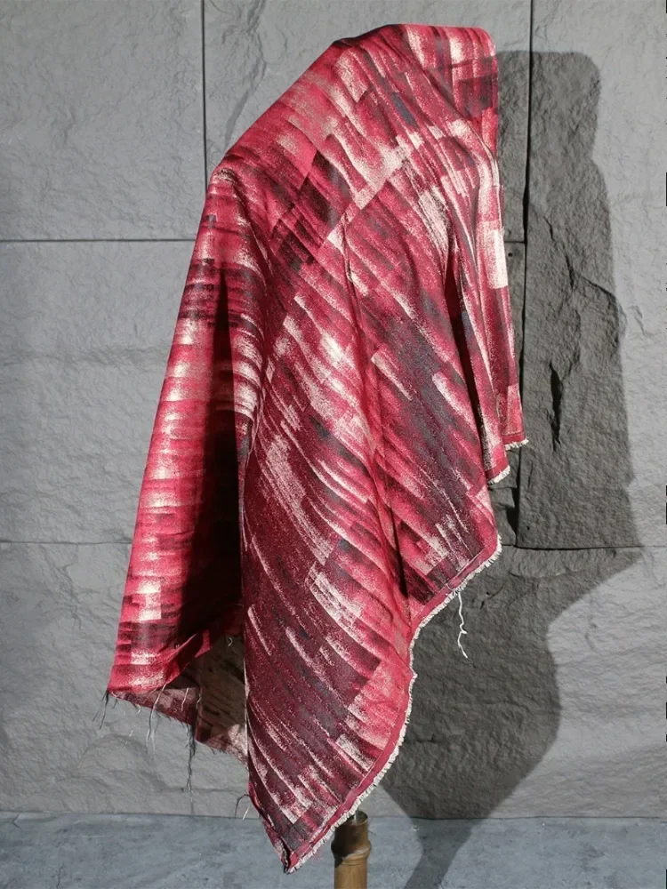 赤い油絵の絵柄を模したタイダイ不規則ジャカード生地、クリエイ - Sewing Tie Dye のレビューと価格