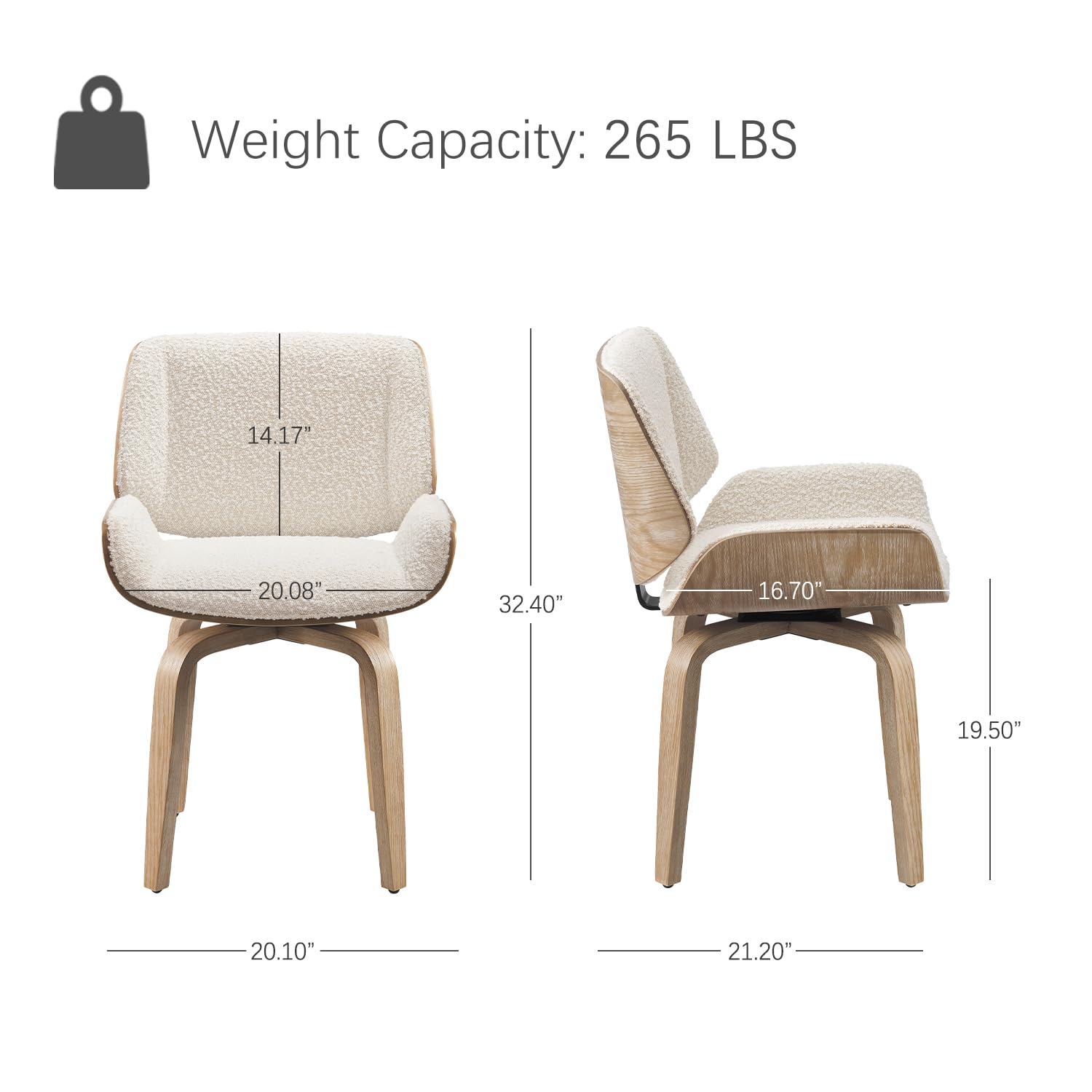 回転式ダイニングチェア、木製脚付き布張りダイニングルームチェ - Century Textile & Sewing Supply By Owner のレビューと価格