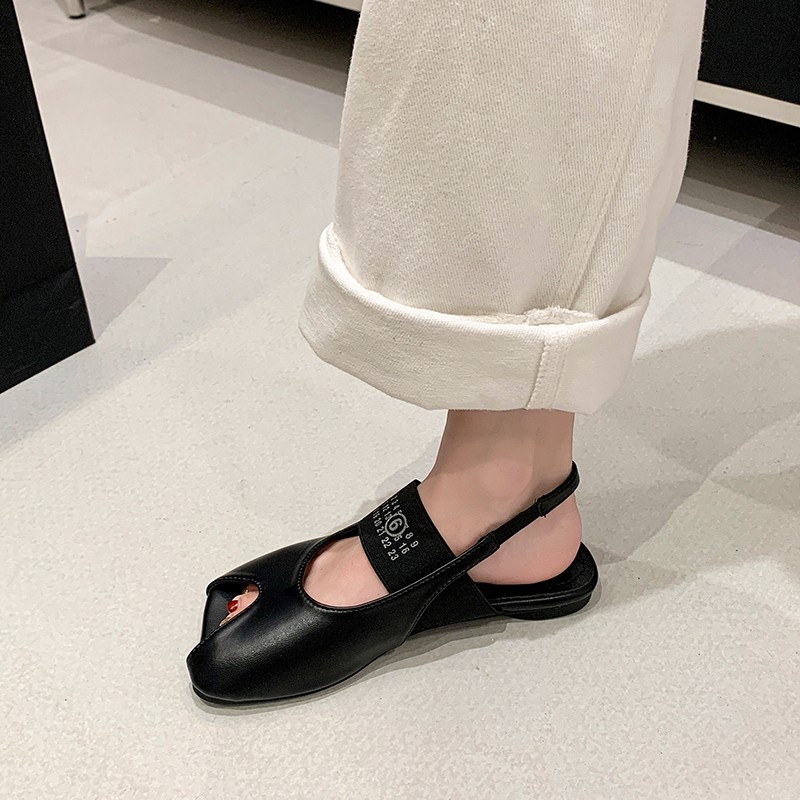 韓国風ニッチミニマリストオープントゥフィッシュマウスシューズ - Elastic Waistband Roll のレビューと価格