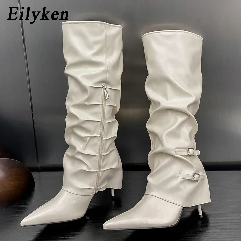Eilyken ファッションプリーツバックル女性ニーハイブー - Sewing Zipper のレビューと価格