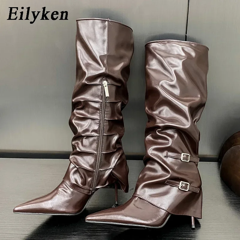 Eilyken ファッションプリーツバックル女性ニーハイブー - Sewing Zipper のレビューと価格
