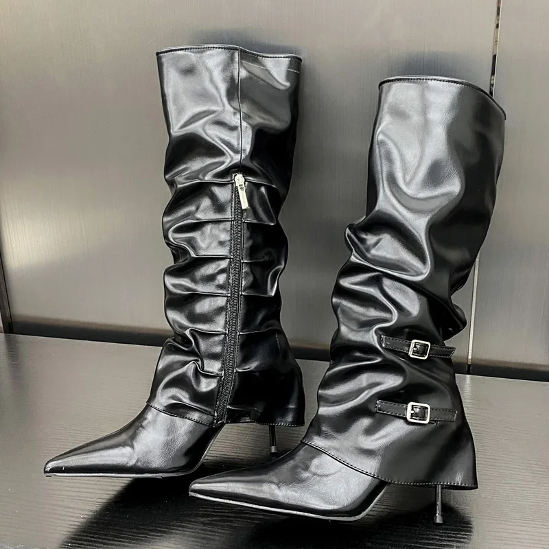 Eilyken ファッションプリーツバックル女性ニーハイブー - Sewing Zipper のレビューと価格