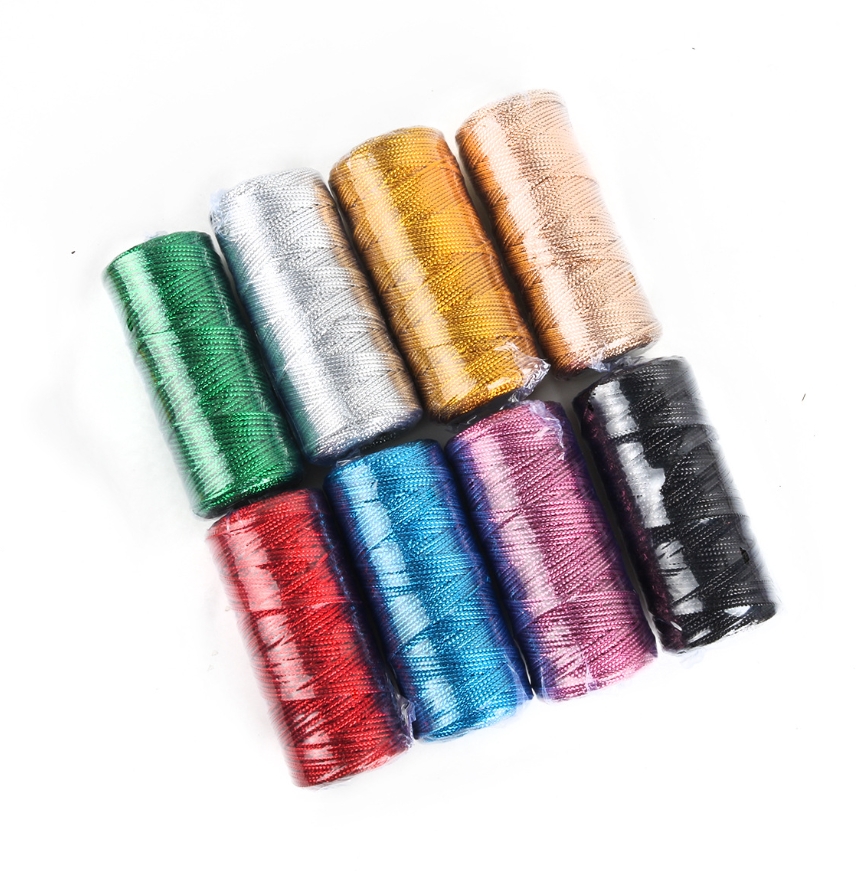 マクラメ用の金と銀のコードコード,リボンの弓,工芸品,ギフト - Sewing Thread In Textile のレビューと価格